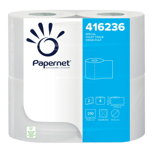 416236 Papernet 2ply Toilet Paper with 210 sheets per roll and 40 rolls per case, 45 cases per pallet